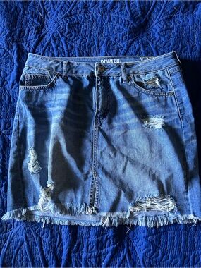 Rewash Blue Distressed Denim Mini Skirt